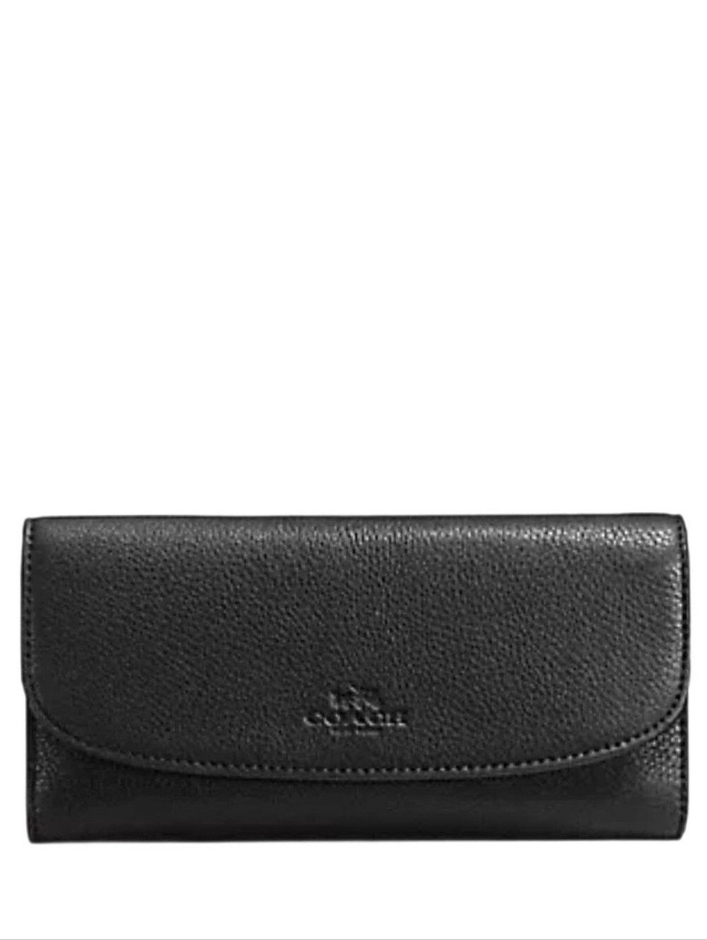 😍 2016 Coach Supple Black Pebbled Leather Envelope Checkbook Wallet Clutch
